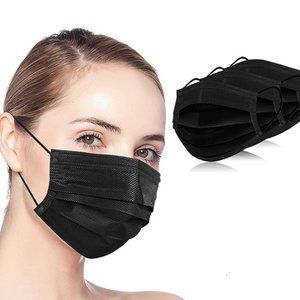 50 Adult Disposable Black Face Masks